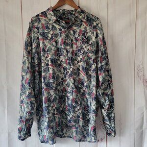 Vintage Volare 100% Silk Men’s XL Long Sleeve Button-down Shirt, 90’s Shirt, EUC